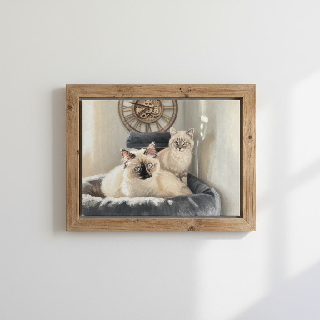 Gepersonaliseerd canvas portret van twee katten